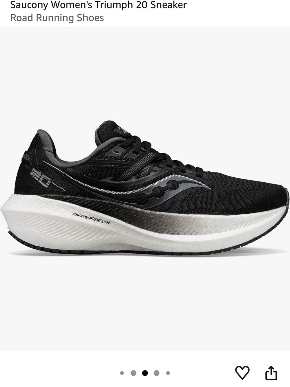 Saucony Women's Triumph 20 Sneaker - Black/White